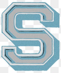 Vintage varsity S png letter font