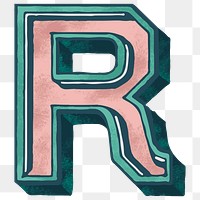 Vintage varsity letter R png alphabet