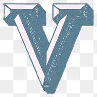 Vintage V bold lettering png