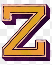 Vintage varsity Z png letter font