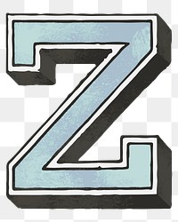 Vintage varsity letter Z png alphabet