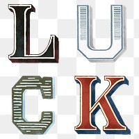 Luck vintage varsity typography png font