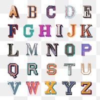 Printable a-z alphabet png vintage bold fonts typography