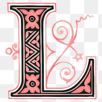 L antique alphabet png font