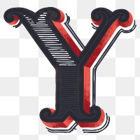 Vintage Y alphabet png font