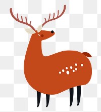 Deer png diary sticker brown cute wild animal illustration for kids