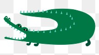 Crocodile png animal sticker green doodle cartoon for kids