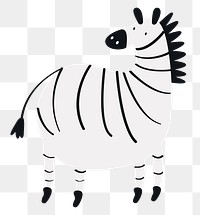 Zebra png animal sticker white doodle cartoon for kids