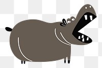 Hippopotamus png animal sticker doodle cartoon for kids