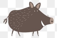 Wild boar png animal sticker doodle cartoon for kids