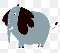 Elephant png animal sticker gray doodle cartoon for kids