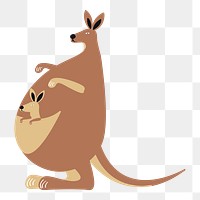 Kangaroo png animal sticker brown doodle cartoon for kids