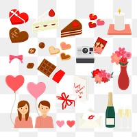 Cute Valentine&rsquo;s day stickers png greeting card decorations collection