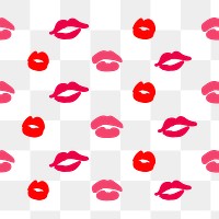 Valentine&rsquo;s day lipstick pattern png on transparent background