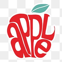 Handwritten apple png word illustration sticker