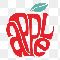 Handwritten apple png word illustration sticker