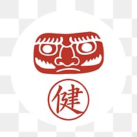 Png japanese health symbol daruma doll cartoon sticker