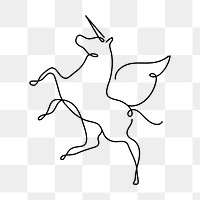 Unicorn png logo element, line art illustration