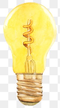 Hand drawn yellow light bulb design element