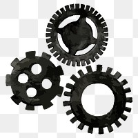 Hand drawn black cogs design element