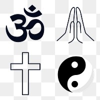 Mixed religious symbols design element set