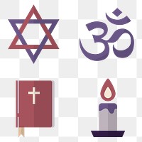 Mixed religious symbols design element set