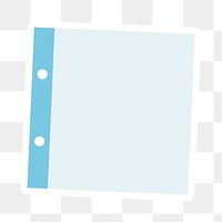 Hole punched blue notepaper journal sticker design element