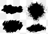 Black brush graphic element png sticker set