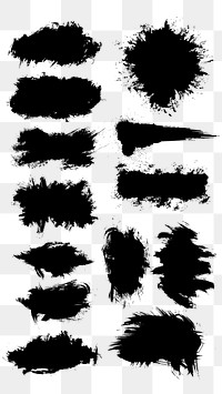 Scribbled brush black banners png sticker collection