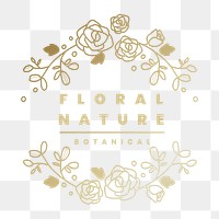 Elegant business logo png clipart, gold floral illustration