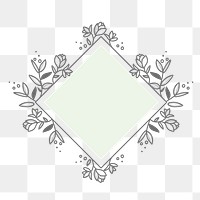 Flower logo frame png clipart, pastel botanical graphic element in transparent background