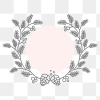 Laurel logo frame png clipart, pink botanical illustration in transparent background