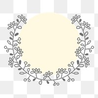 Floral logo element png, beige botanical illustration in transparent background