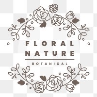 Flower ornaments logo png clipart, aesthetic botanical illustration