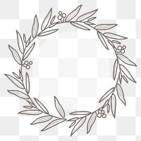 Wreath logo frame png clipart, aesthetic design in transparent background