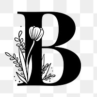 Png letter B floral font typography