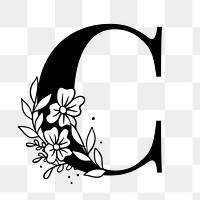 Png C floral alphabet typography | Premium PNG Sticker - rawpixel