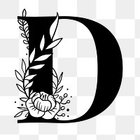 Png letter D floral font typography