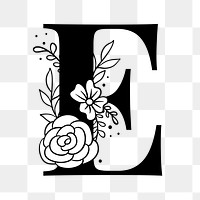 Png E floral alphabet typography