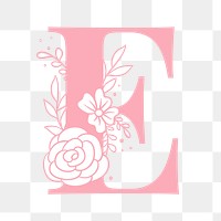 Png E floral alphabet typography