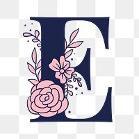 Letter E script png floral alphabet