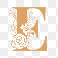 Letter E floral font typography png