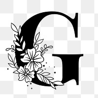 Png G floral alphabet typography