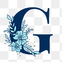 Floral letter G png alphabet