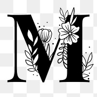 Png M floral alphabet typography