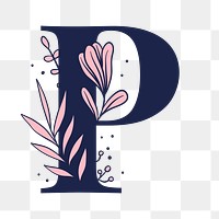 Letter P script png floral alphabet