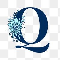 Floral letter Q png alphabet