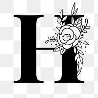 Png letter H floral font typography