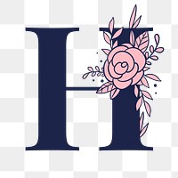 Letter H script png floral alphabet