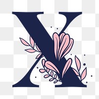 Png letter X floral font typography